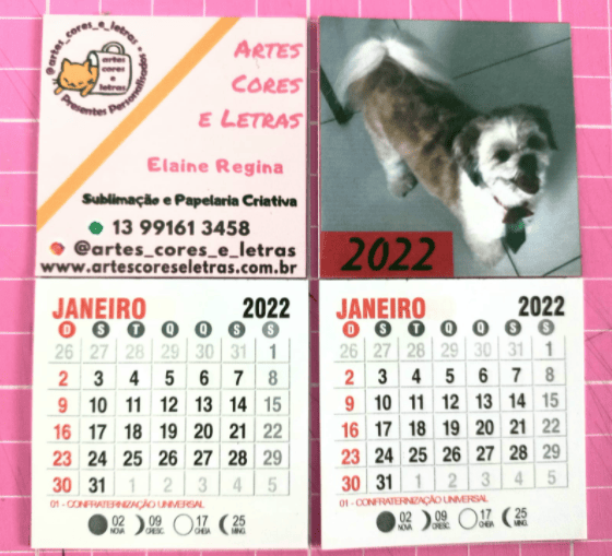 Foto de um mini-calendário personalizado